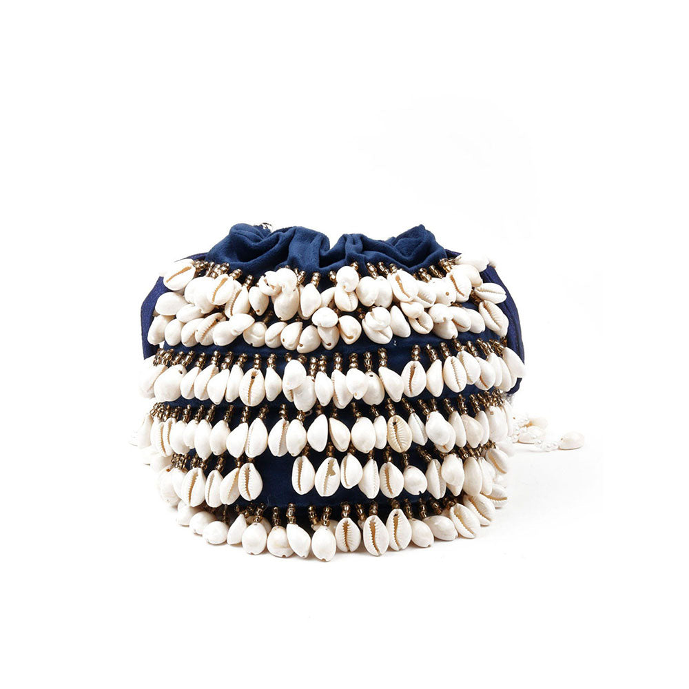 Odette Blue Embellished Potli Bag