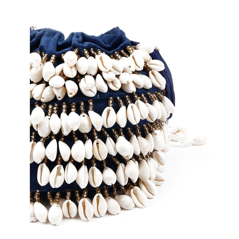 Odette Blue Embellished Potli Bag