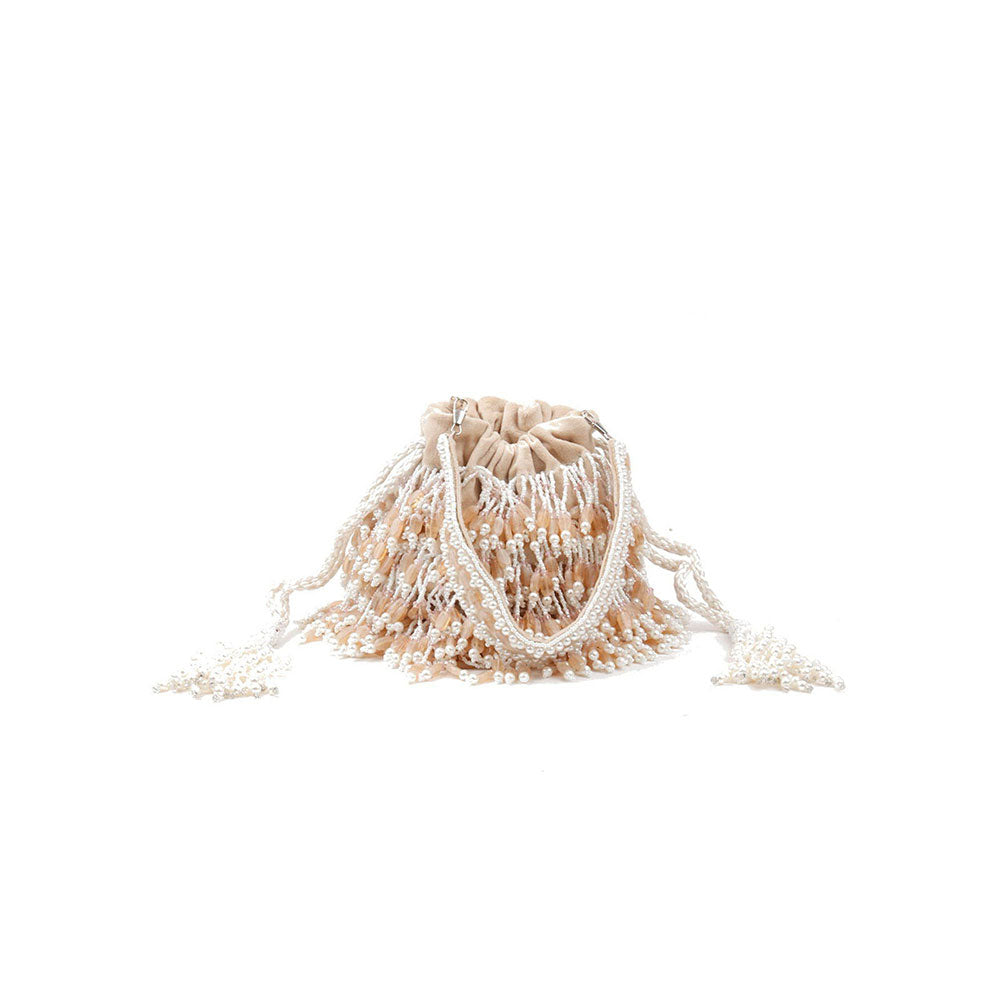 Odette Apricot Pearl Embellished Potli Bag