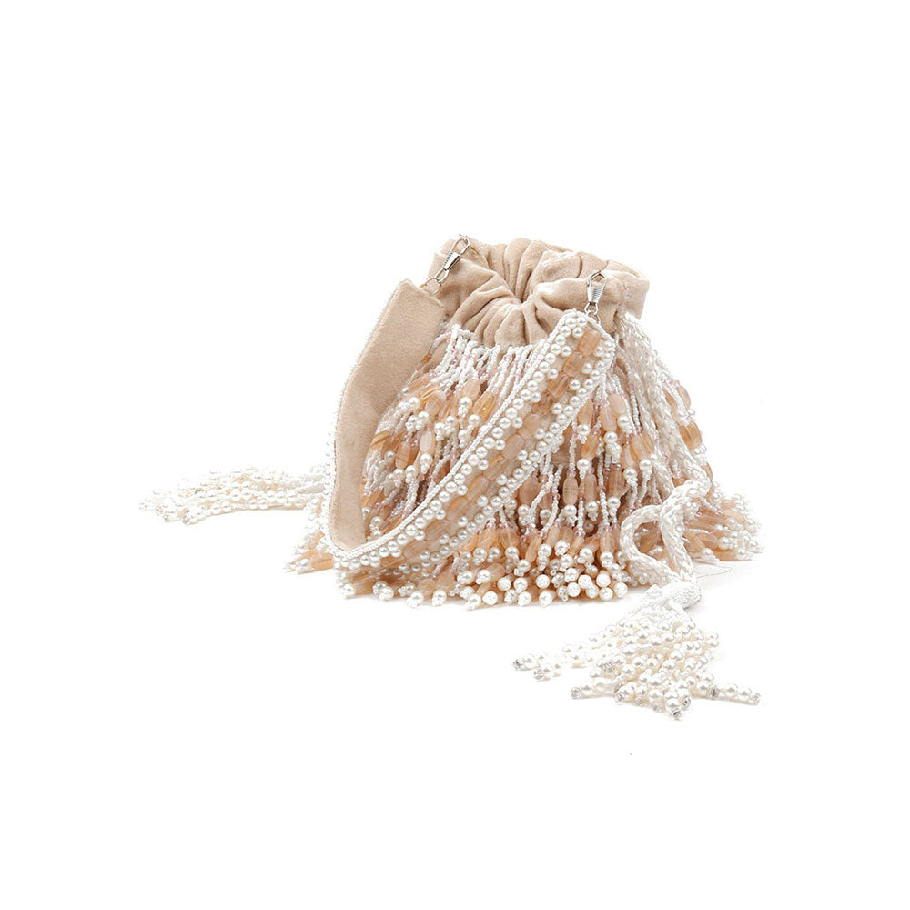 Odette Apricot Pearl Embellished Potli Bag