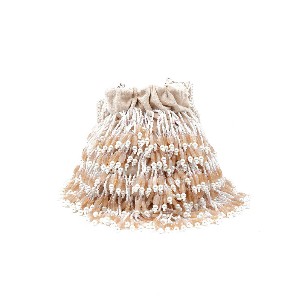 Odette Apricot Pearl Embellished Potli Bag