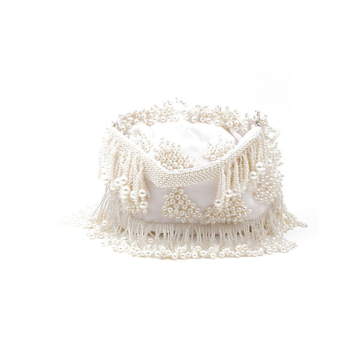 Odette White Embellished Potli Bag