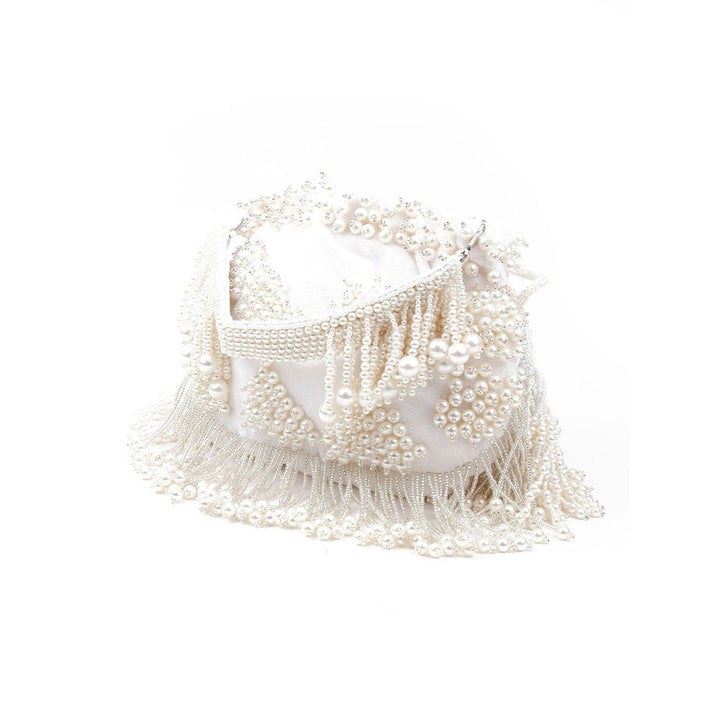 Odette White Embellished Potli Bag