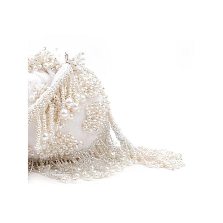 Odette White Embellished Potli Bag