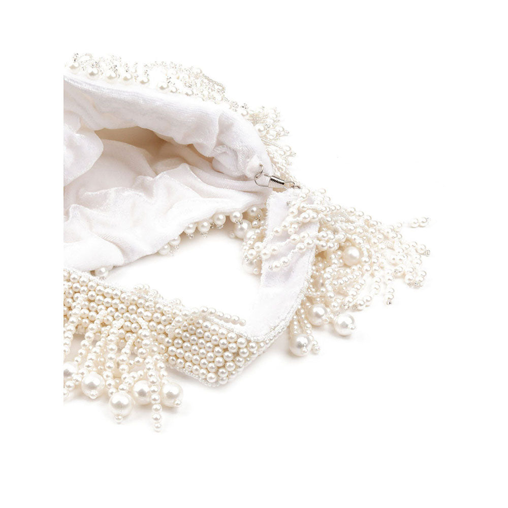 Odette White Embellished Potli Bag