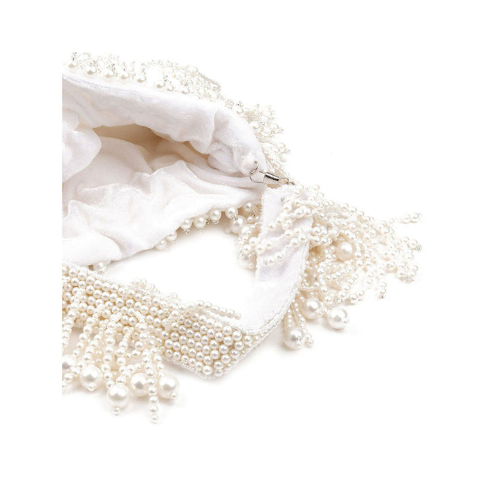 Odette White Embellished Potli Bag