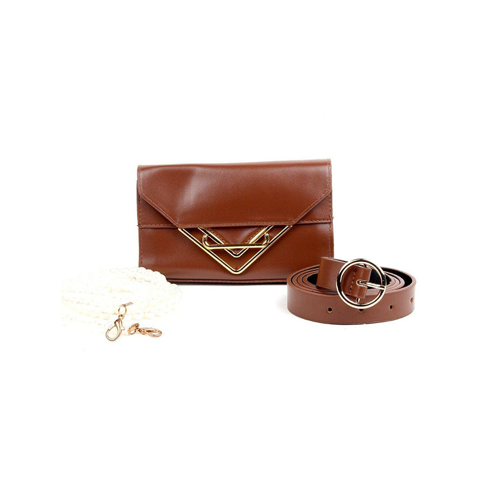 Odette Chocolate Brown Fold-Over Belt Bag