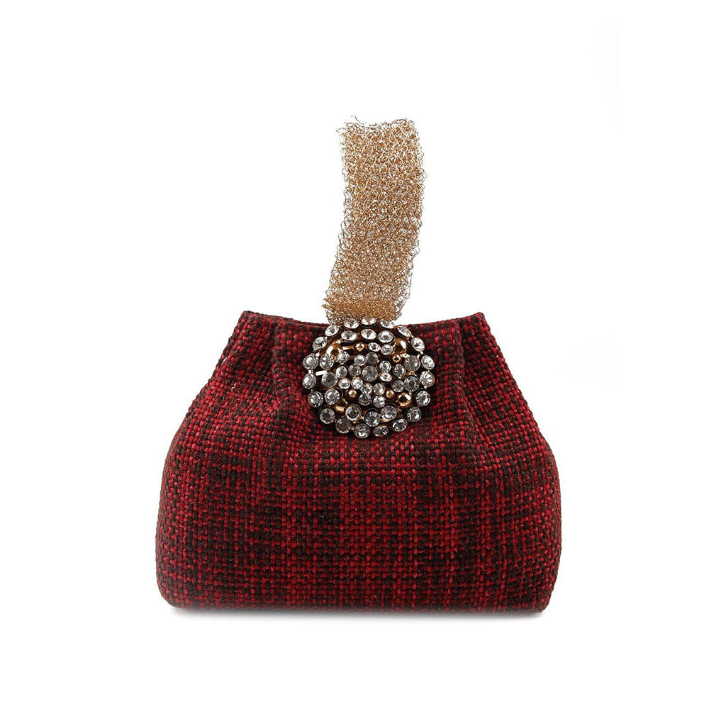 Odette Maroon Coloured Tweed Handheld Bag