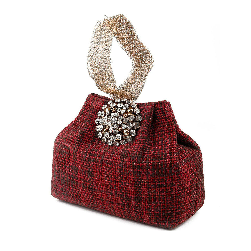 Odette Maroon Coloured Tweed Handheld Bag