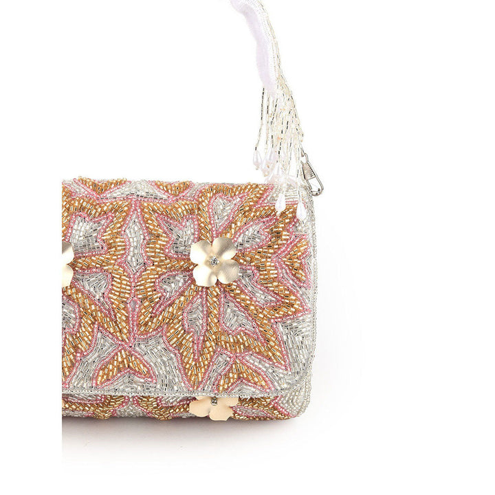 Odette Silver Fully Beaded Sequenced Handbag