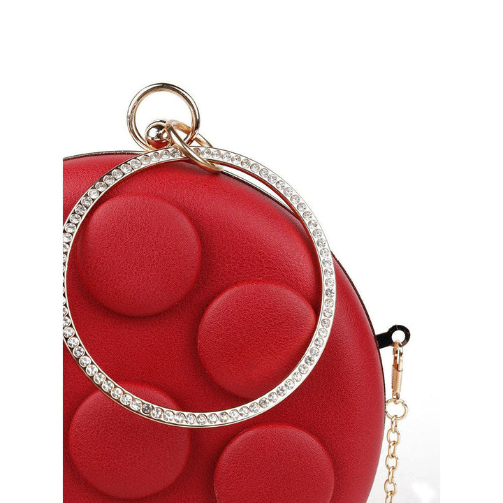 Odette Rubbywoo Red Solid Spherical Bag