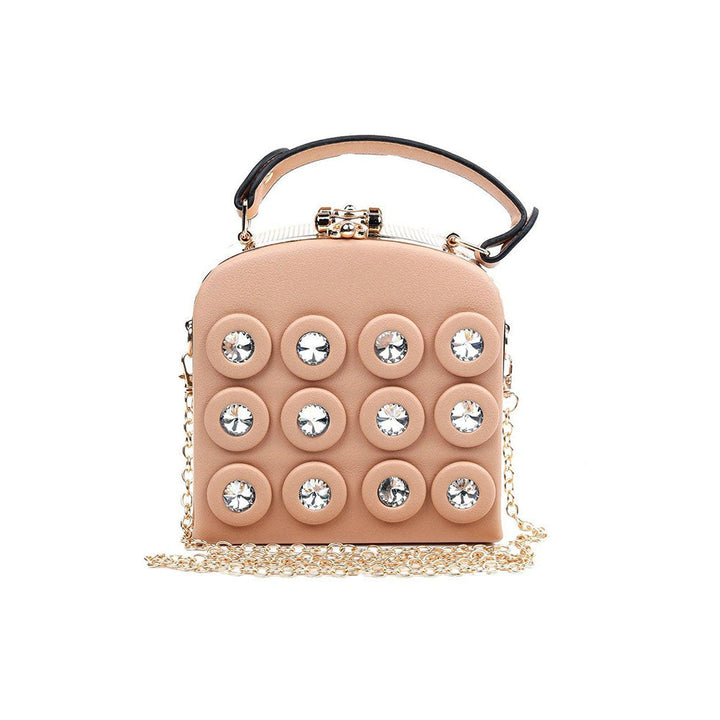 Odette Cute Peach Structured Studded Clutch