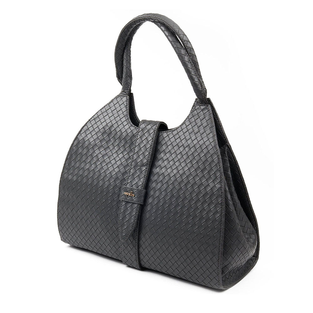 Odette Grey Patterned Spacious Handbag