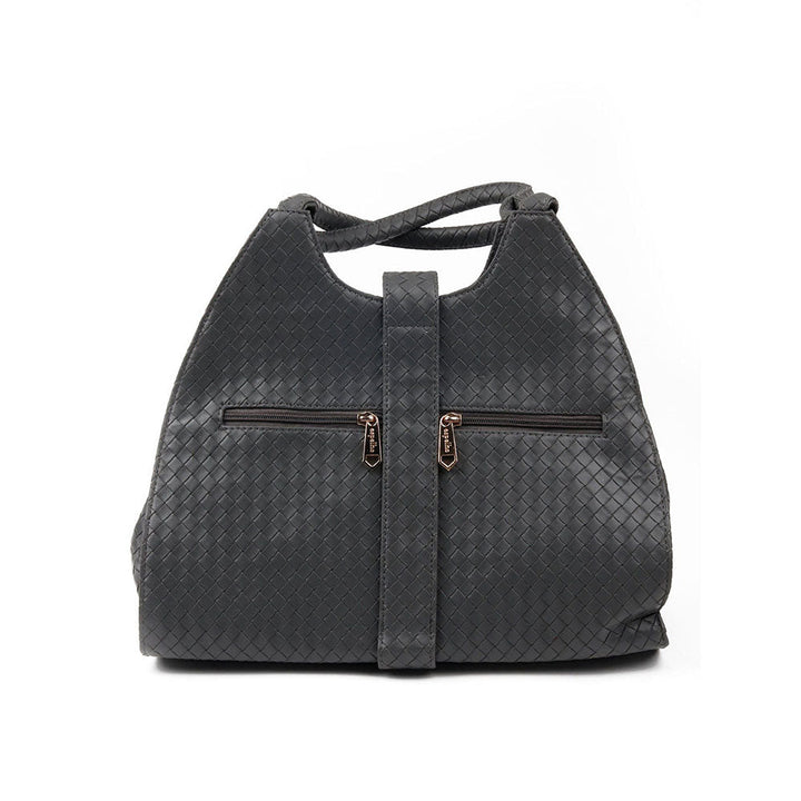 Odette Grey Patterned Spacious Handbag