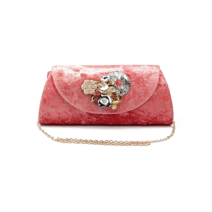 Odette Pink Velvet Bridal Clutch Bag