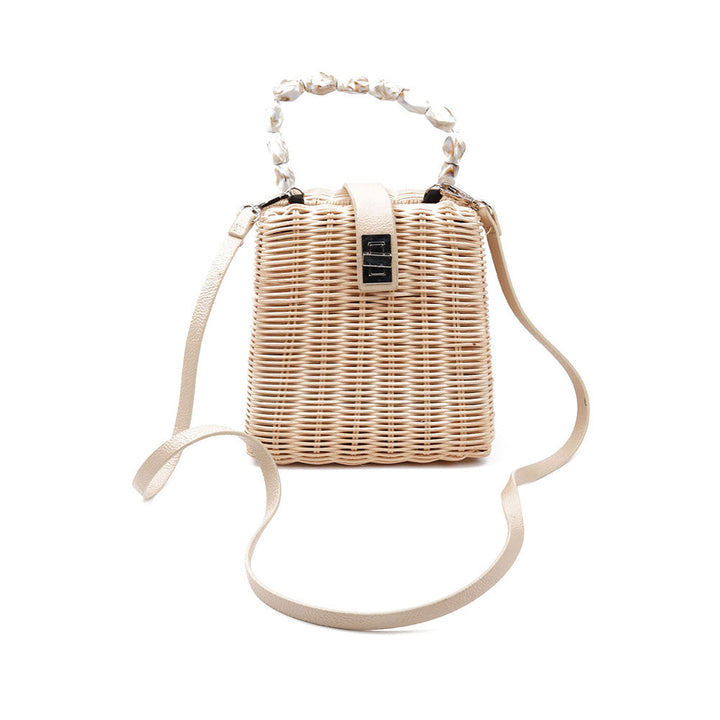 Odette Apricot Straw Clutch Bag