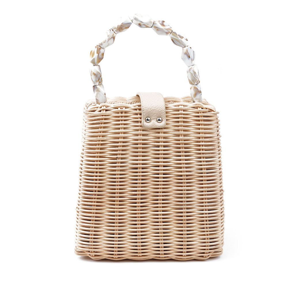 Odette Apricot Straw Clutch Bag