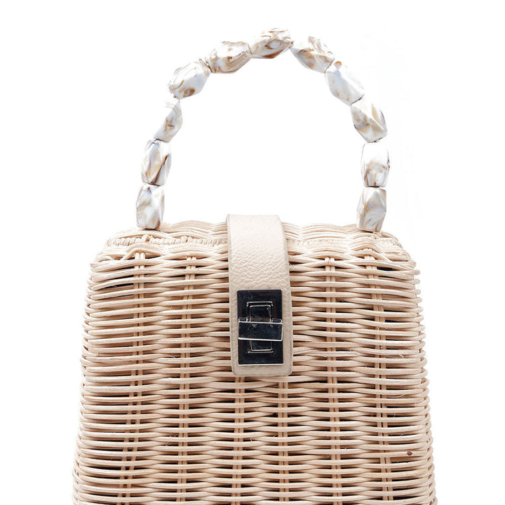 Odette Apricot Straw Clutch Bag