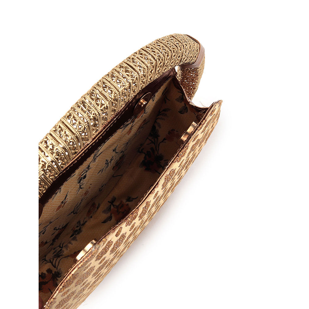 Odette Gold Woven Clutch Bag