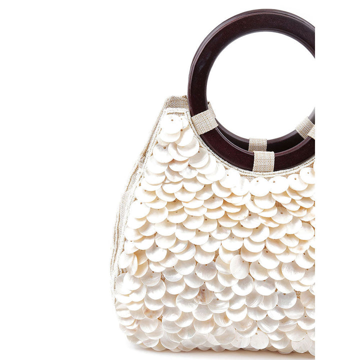 Odette Apricot Shell Embellished Clutch Bag