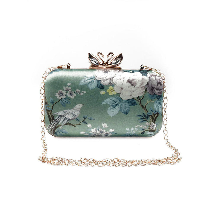 Odette Gorgeous Pastel Green Printed Clutch