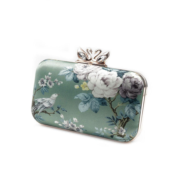 Odette Gorgeous Pastel Green Printed Clutch