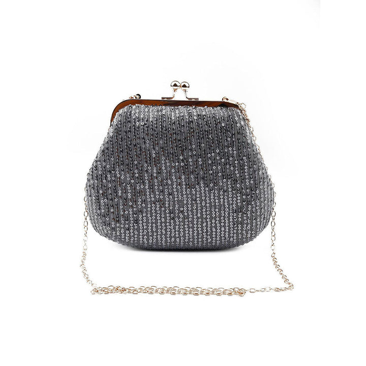 Odette Exquisite Deep Silver Jazzy Clutch Bag