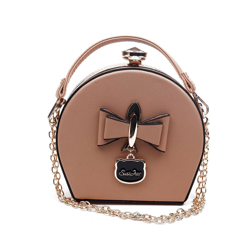 Odette Beige Structured Bow Bag for Women