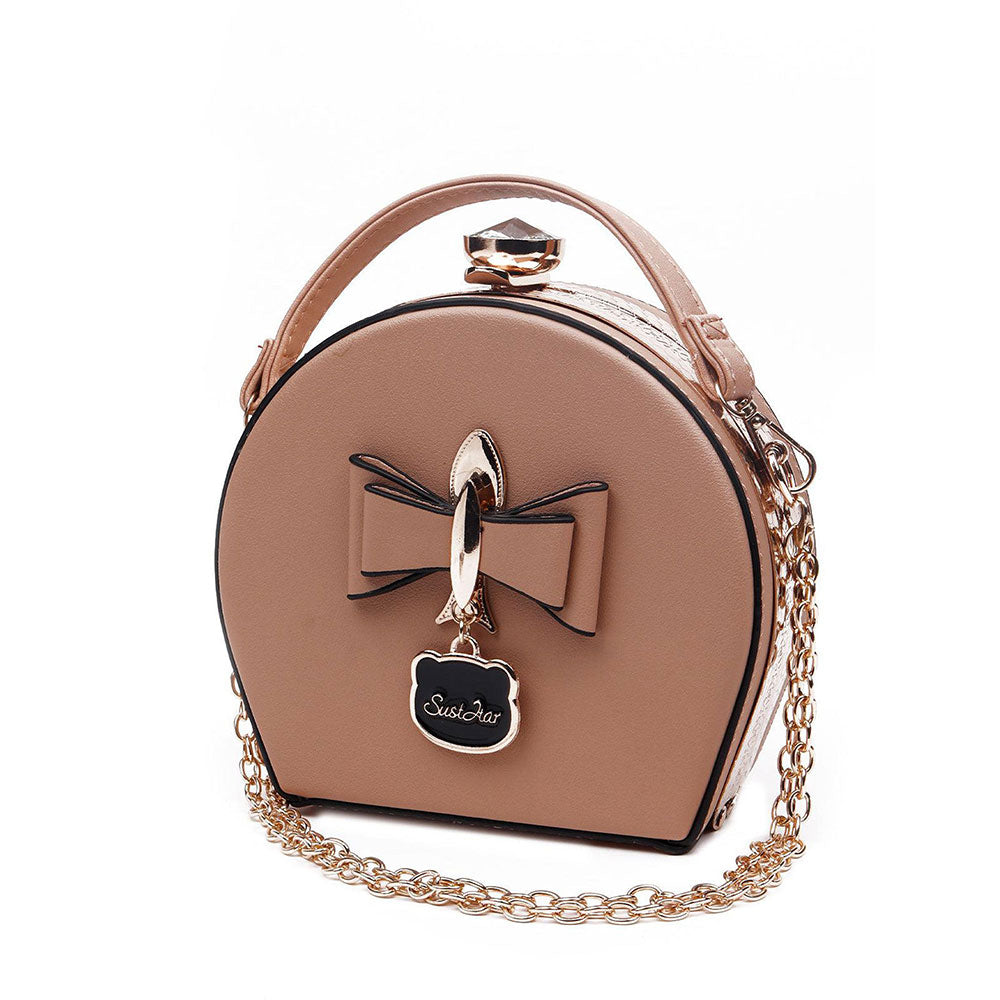 Odette Beige Structured Bow Bag for Women