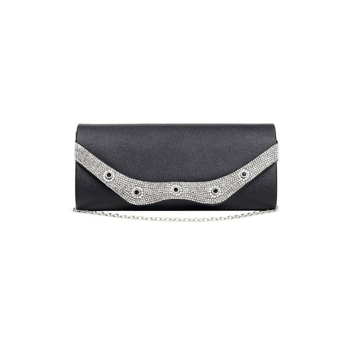 Odette Black Textured Crystal-Embellished Clutch