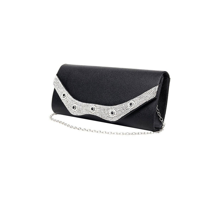 Odette Black Textured Crystal-Embellished Clutch