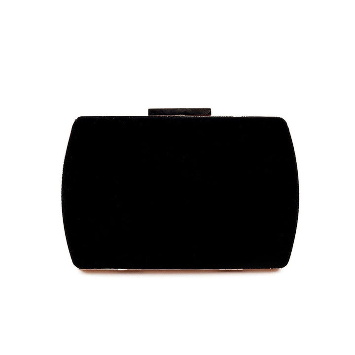 Odette Classic Jet Black Velvet Clutch Bag with Studded