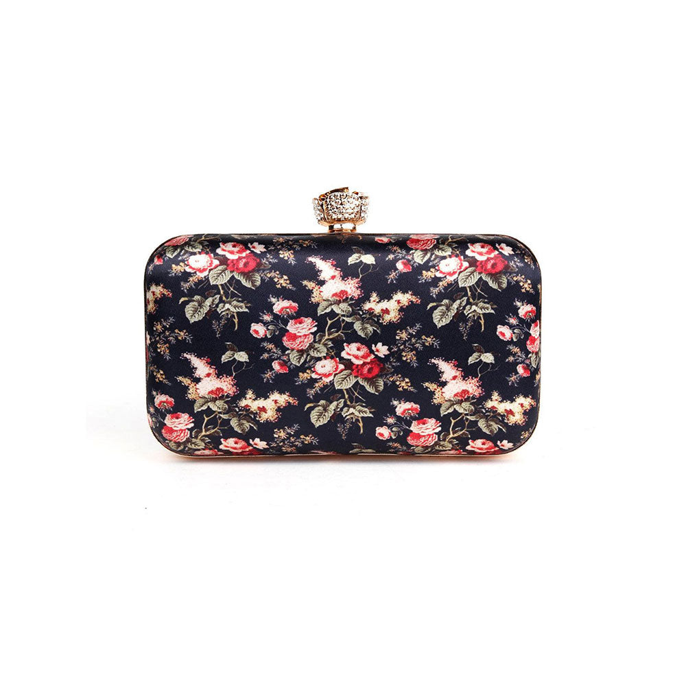 Odette Satin Navy Blue Adorable Rectangular Clutch