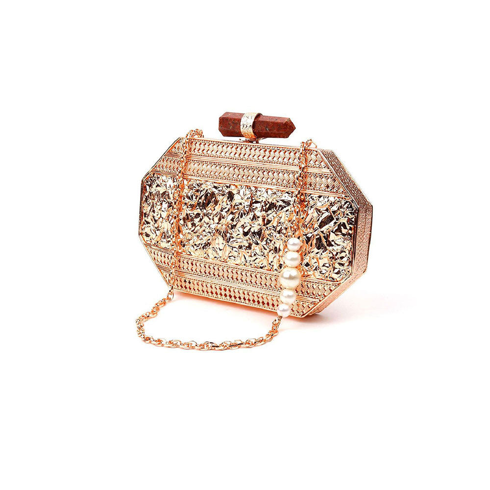 Odette Golden Hexagon Shape Clutch