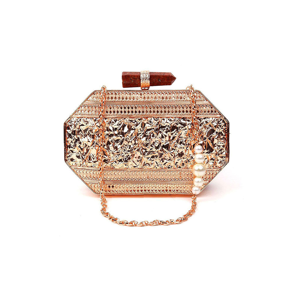 Odette Golden Hexagon Shape Clutch