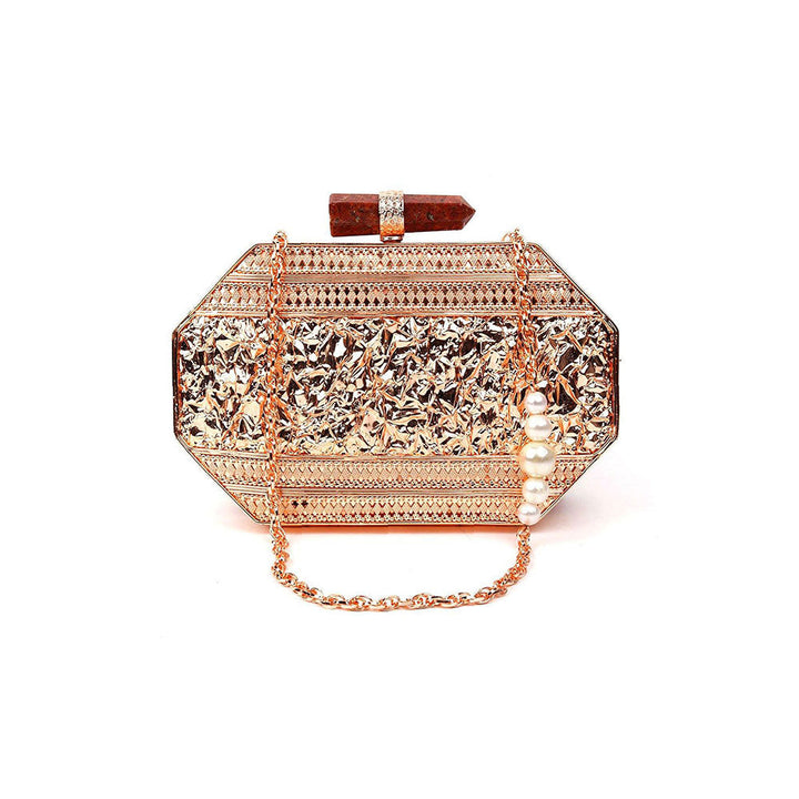 Odette Golden Hexagon Shape Clutch