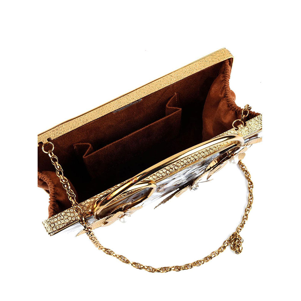 Odette Floral Metallic Engraved Clutch