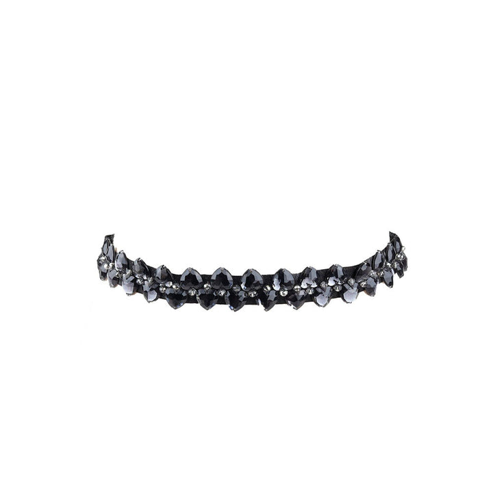 Odette Black Embellished Elastane Belt