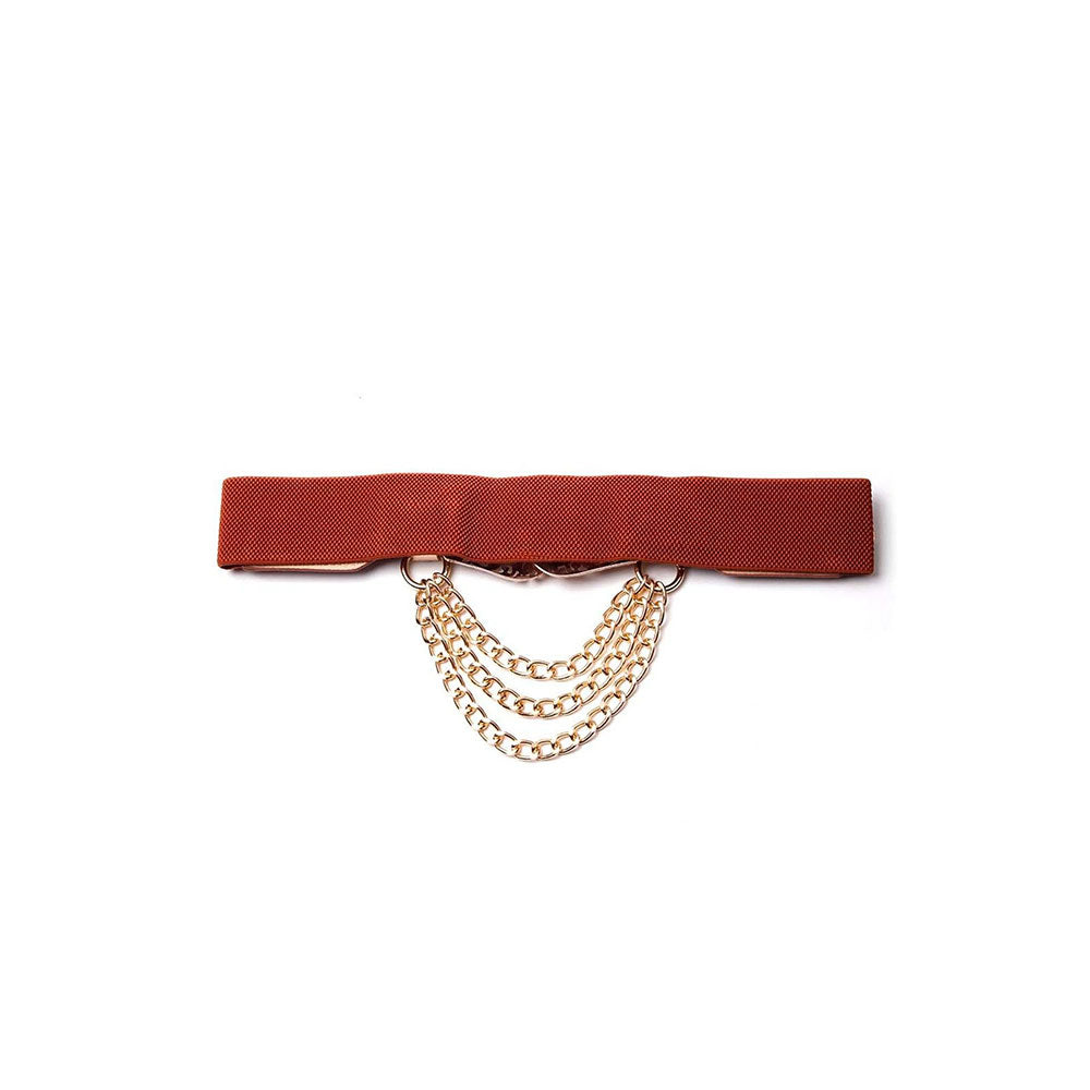 Odette Tan Belt Adorned With A Golden Chain