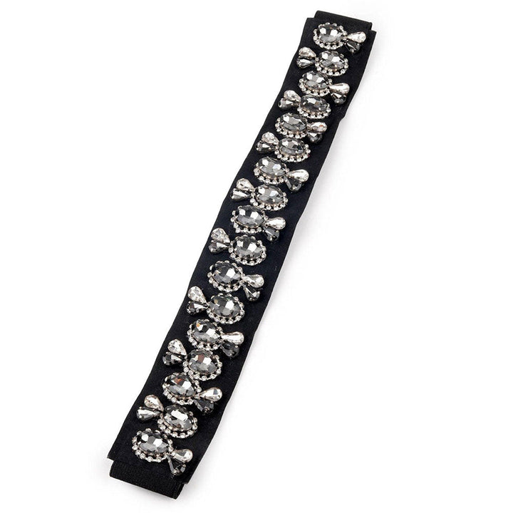 Odette Gorgeous Black Embellished Elastic Waist Belt For Women