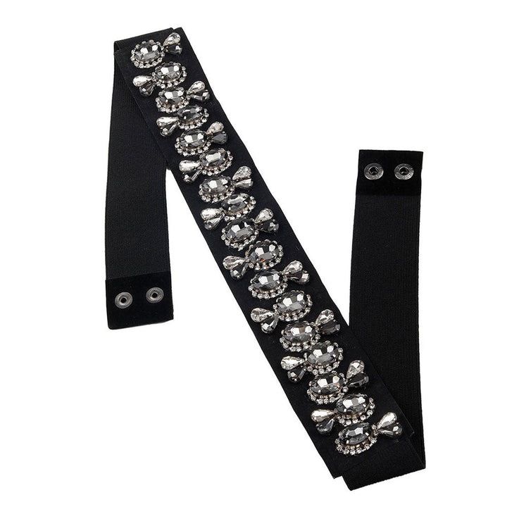 Odette Gorgeous Black Embellished Elastic Waist Belt For Women