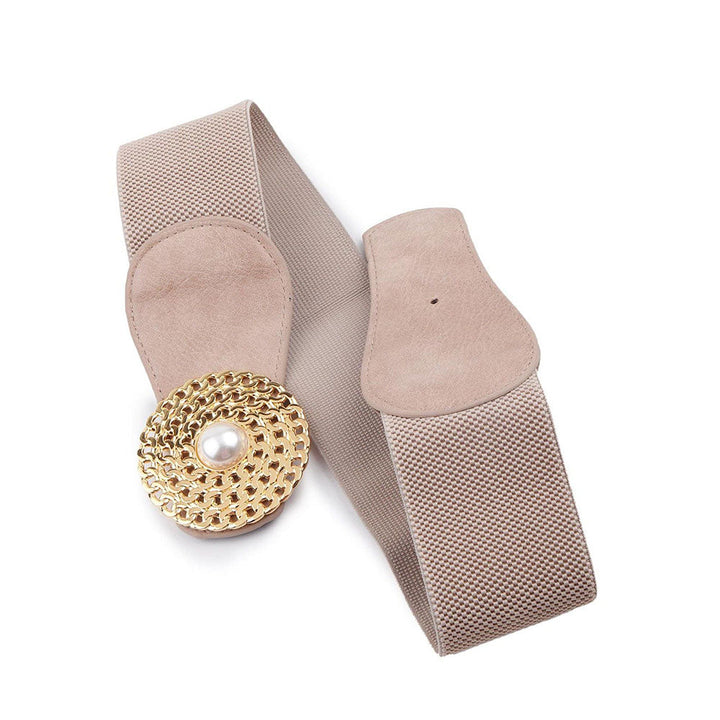 Odette Beige Elastic Embellished Belt