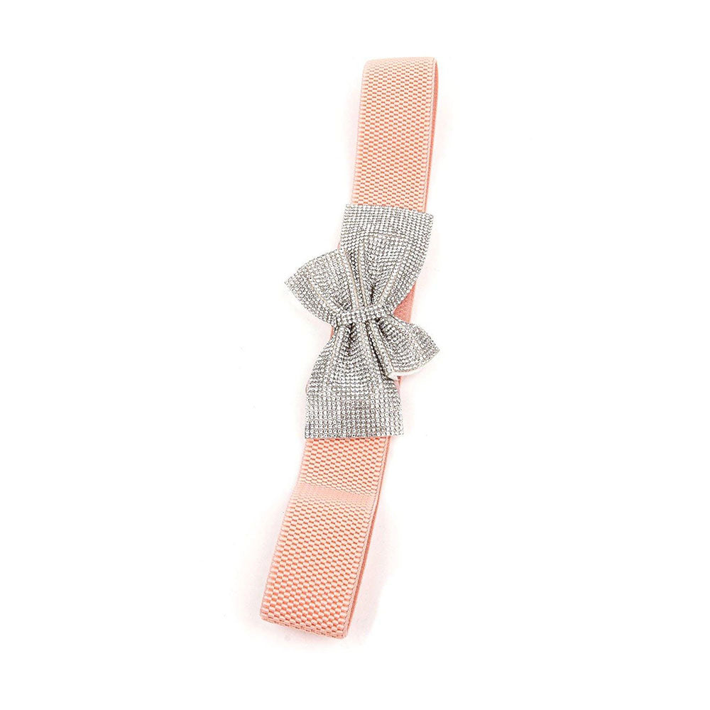 Odette Peach Belt With Silver Stone Bow