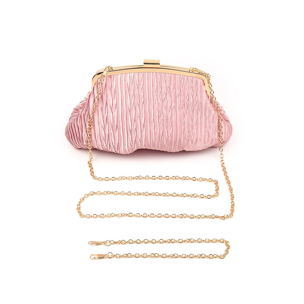 Odette Pink Crushed Silk Clutch Bag