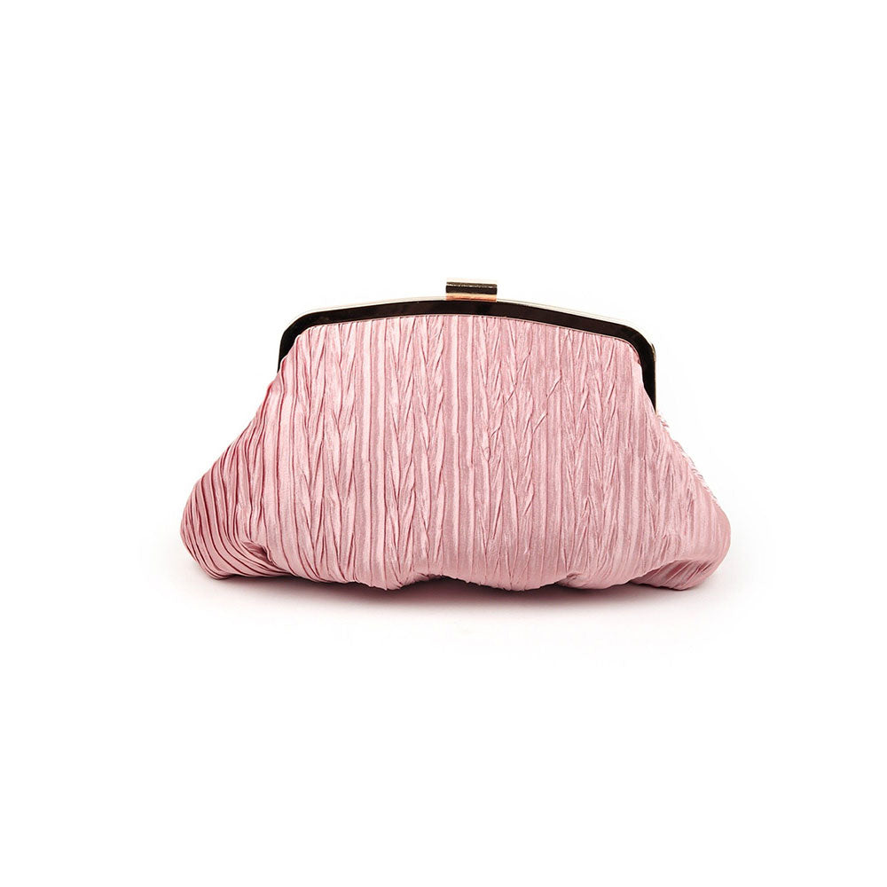 Odette Pink Crushed Silk Clutch Bag