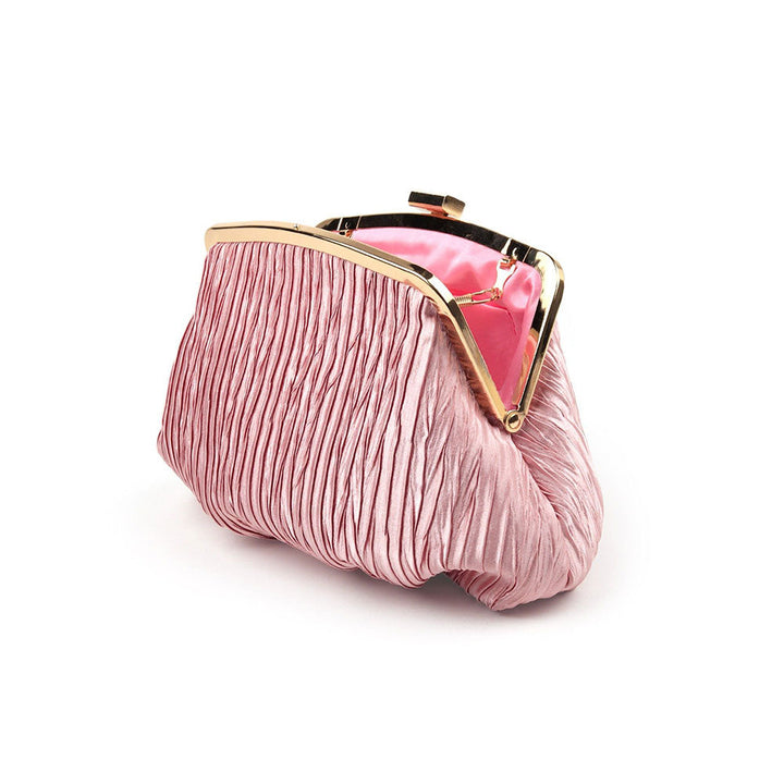 Odette Pink Crushed Silk Clutch Bag