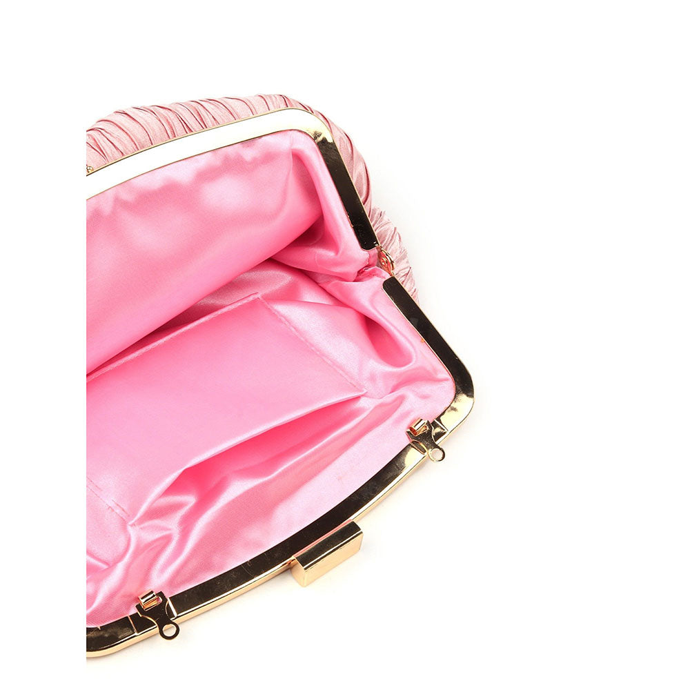 Odette Pink Crushed Silk Clutch Bag