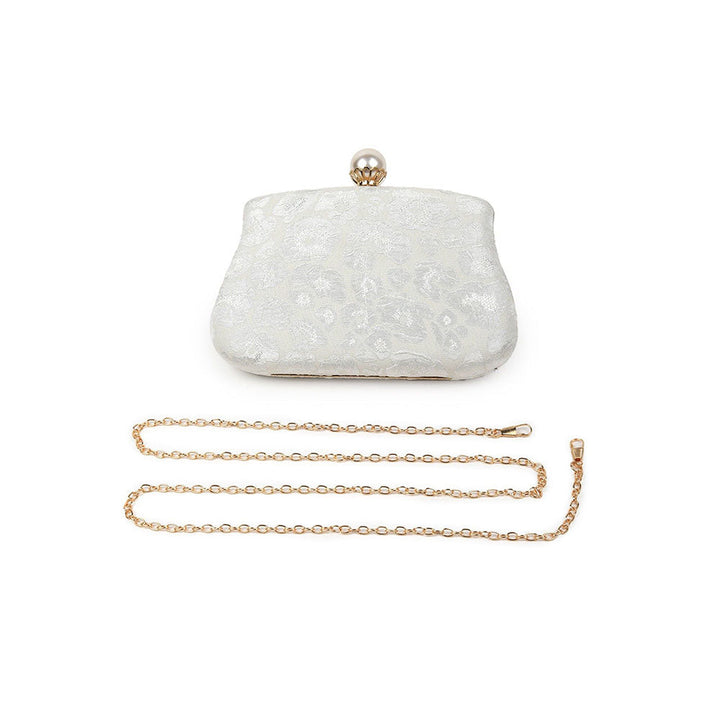 Odette Serene White Embossed Clutch