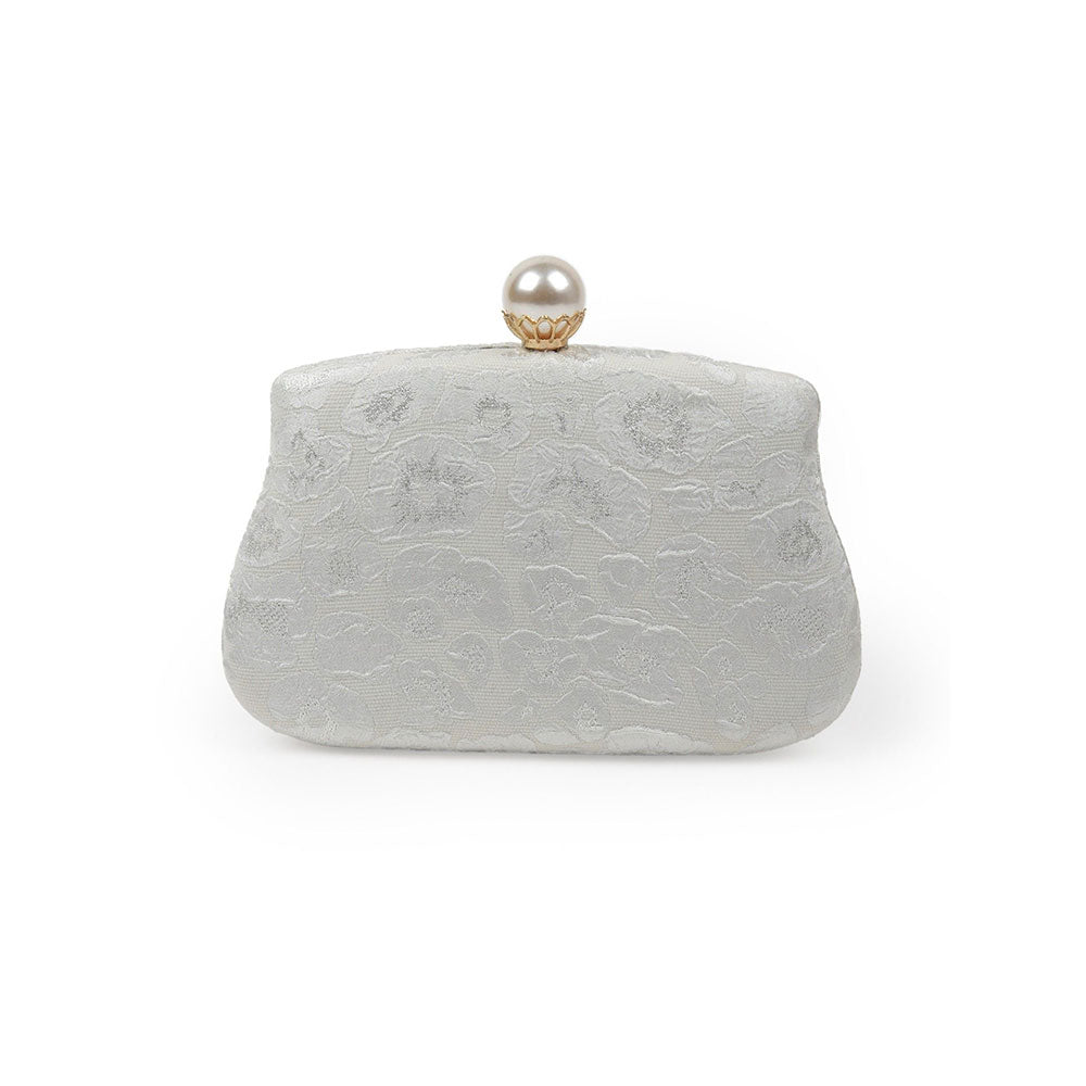 Odette Serene White Embossed Clutch