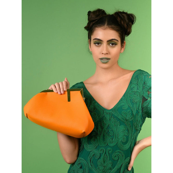 Odette Orange Solid Clutch